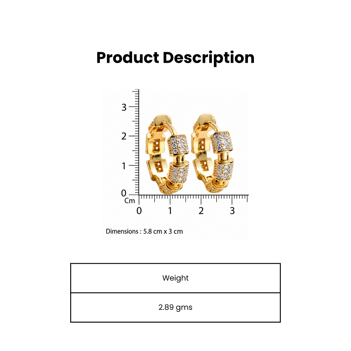 Crown Link Gold Plated Hoop Earrings