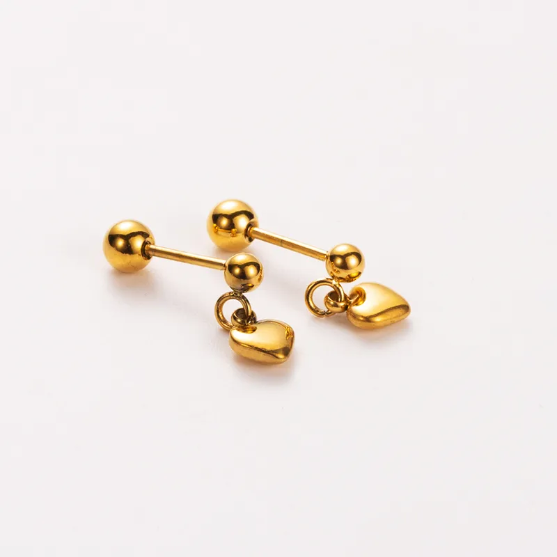 Cupid Dangling Hearts Gold Plated Stud Earring