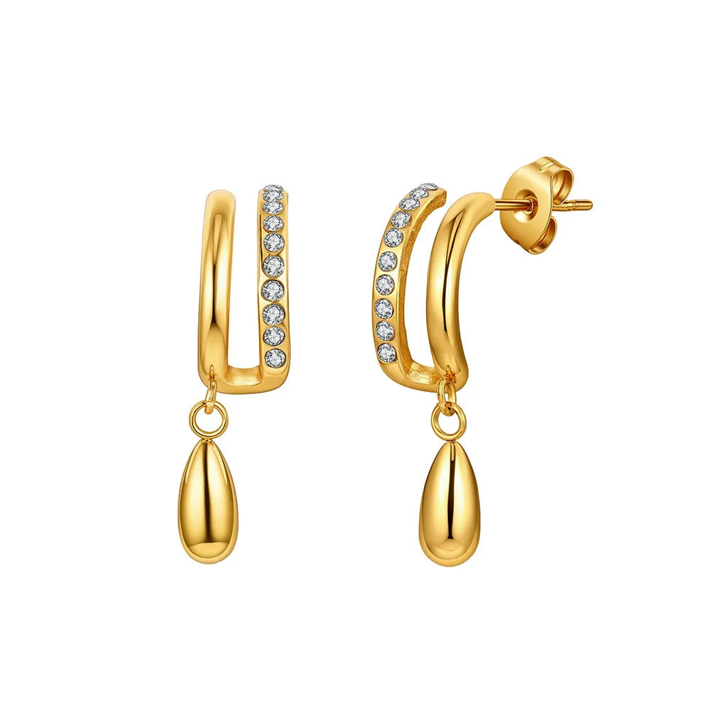 Luna Drip Gold Plated Drop Earring