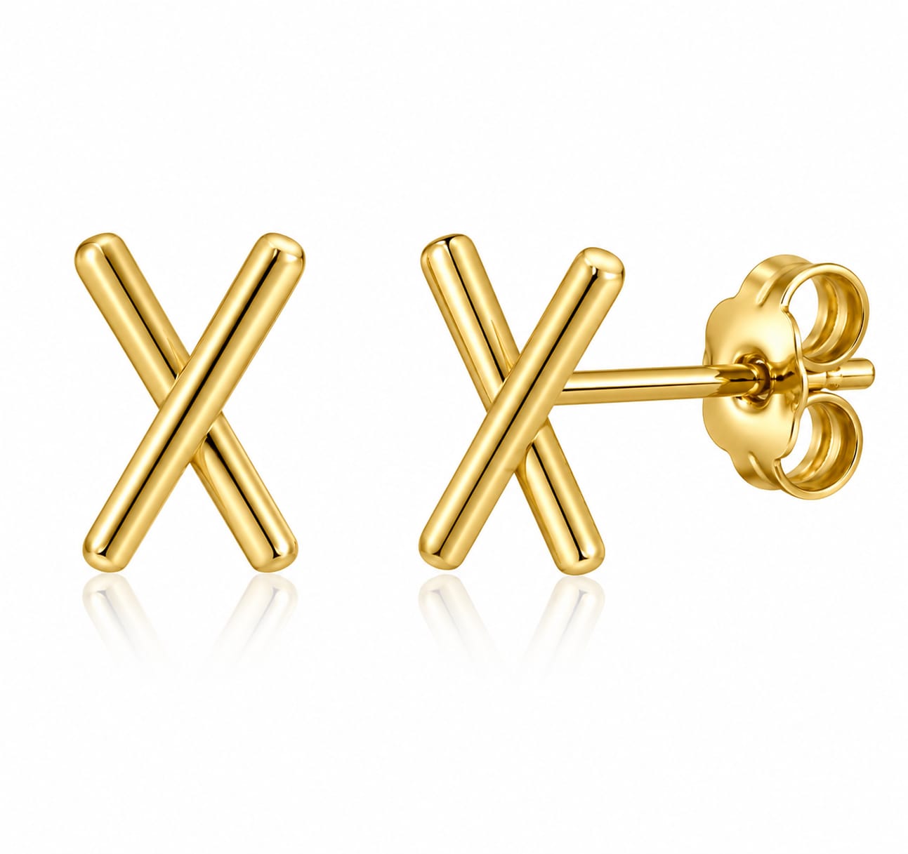 Crossline Gold Plated Stud Earring