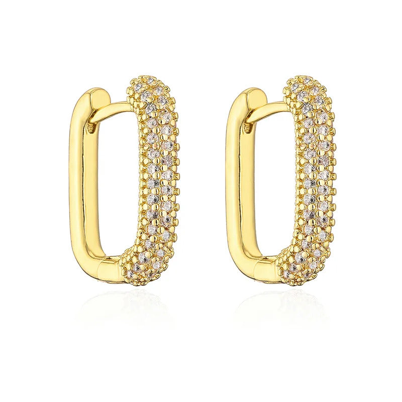 Golden Edge Geometric Square Gold Plated Hoop Earring
