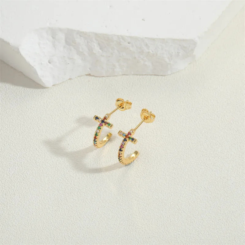 Hollow Cuff Gold Plated Stud Earring