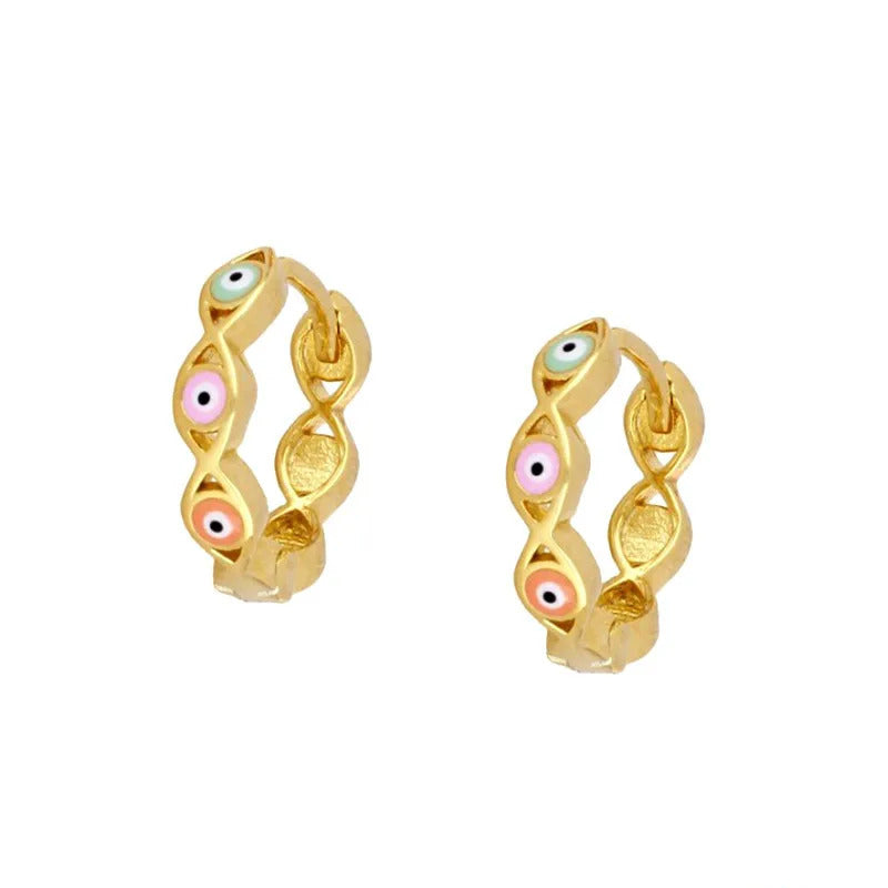 Orbiting Nazar Silver Hoop Earring
