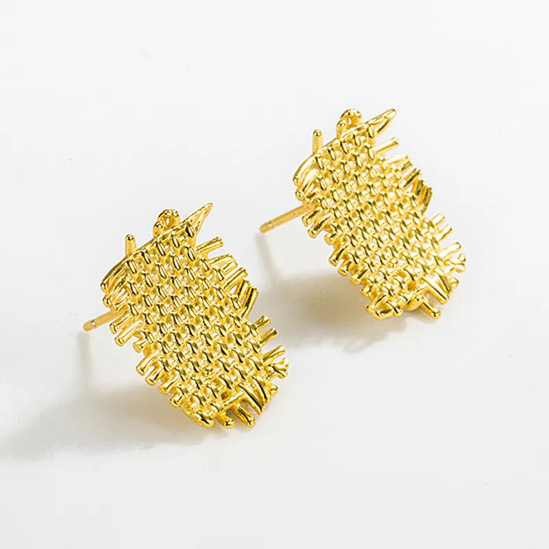 Gold Plated Artisan Silver Stud Earring