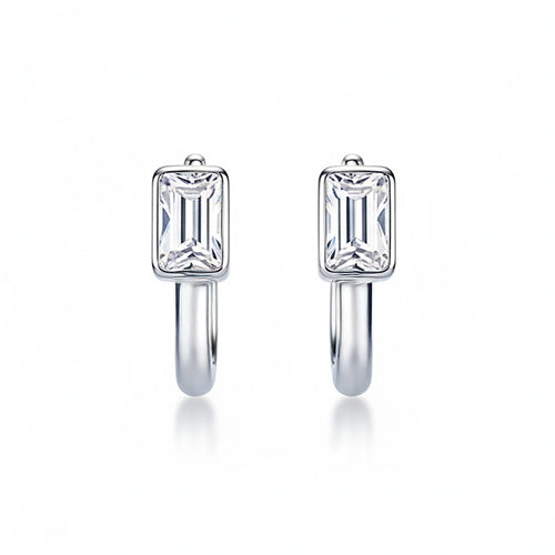 Diamond Edge Silver Hoop Earring