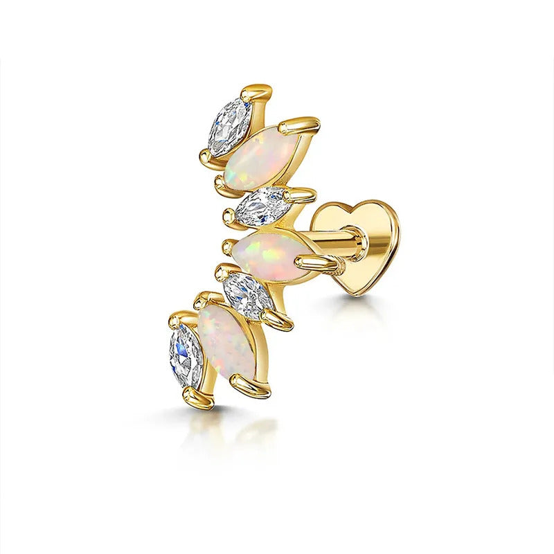 Stone Cut Glimmerflake Silver FlatBack Stud Earring