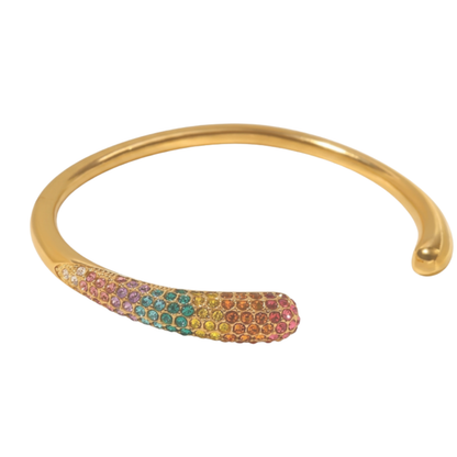 Grace Line Multicolor Gold Plated Cuff Bracelet