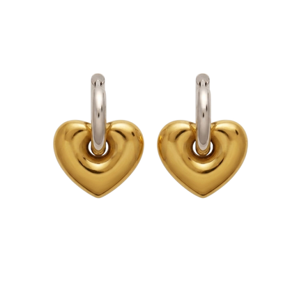 Duo Tone Love Gold Plated Hoop Earrings