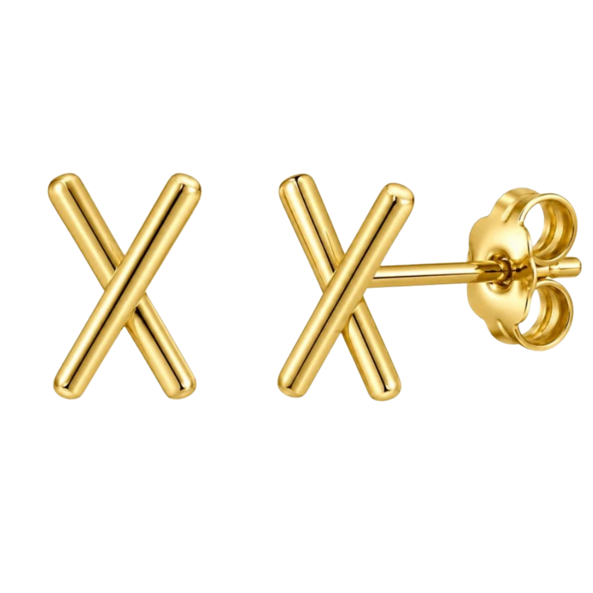 Crossline Gold Plated Stud Earring