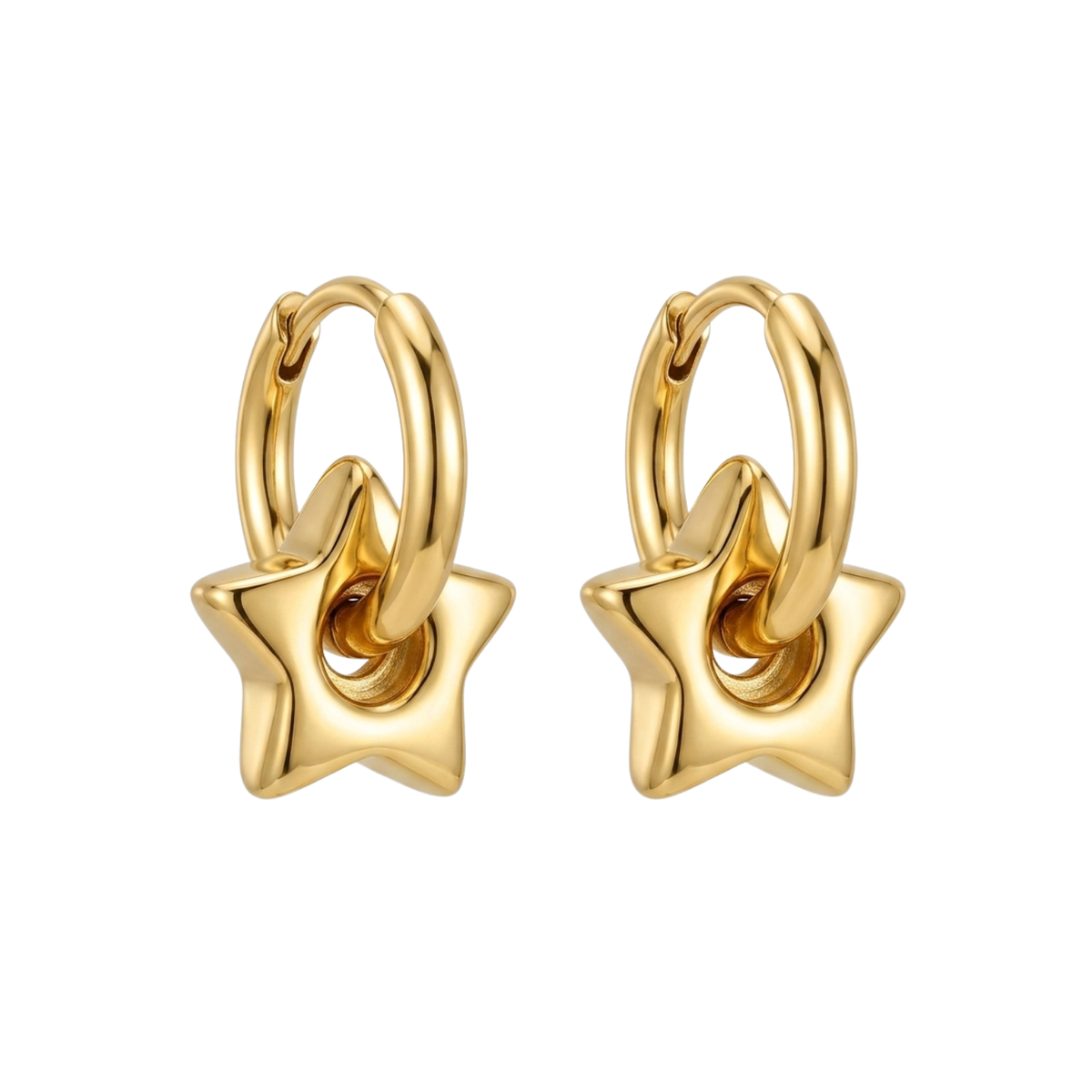 Star Frame Gold Plated Hoop Earrings