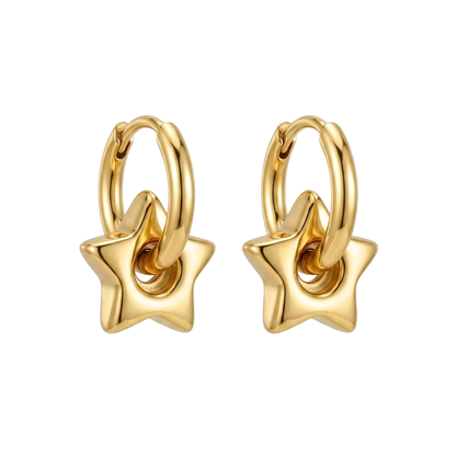 Star Frame Gold Plated Hoop Earrings