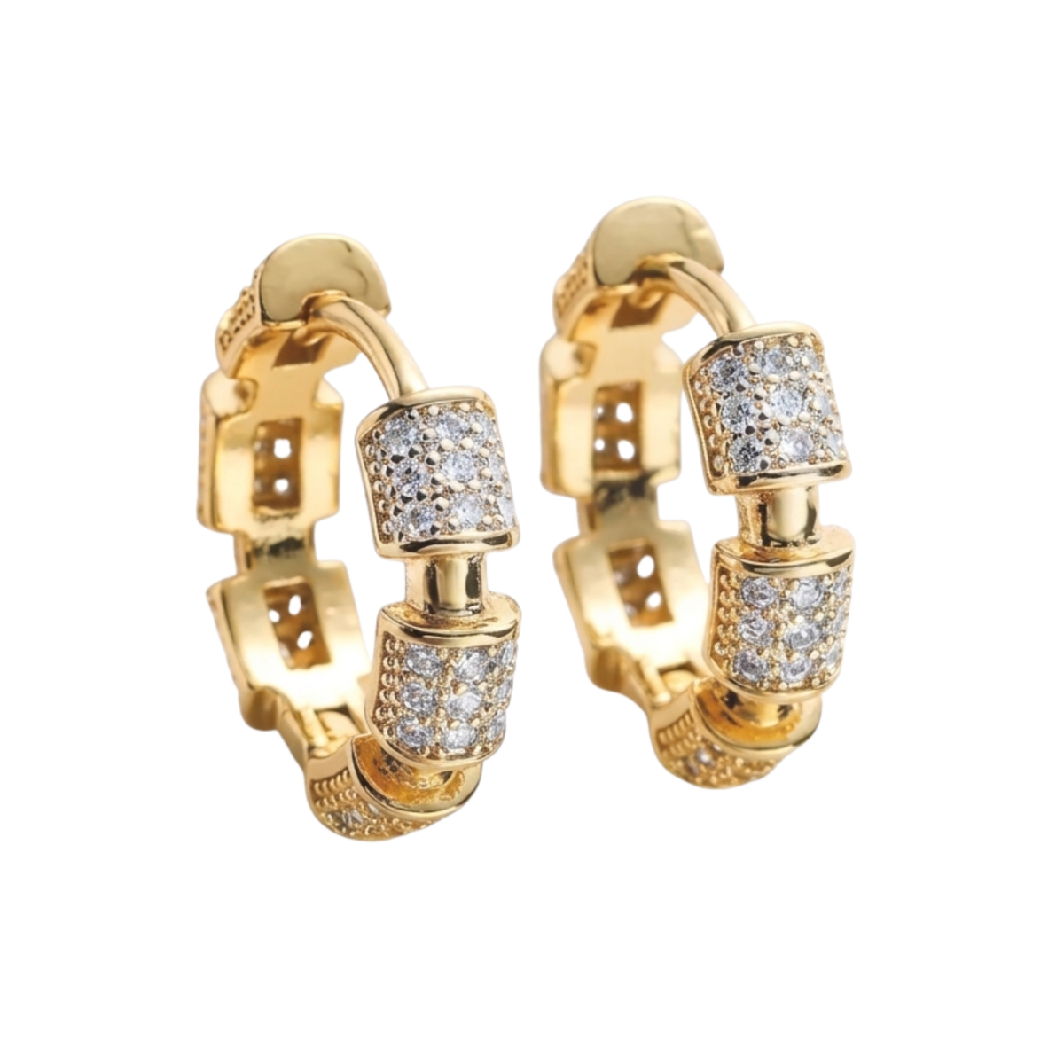 Crown Link Gold Plated Hoop Earrings