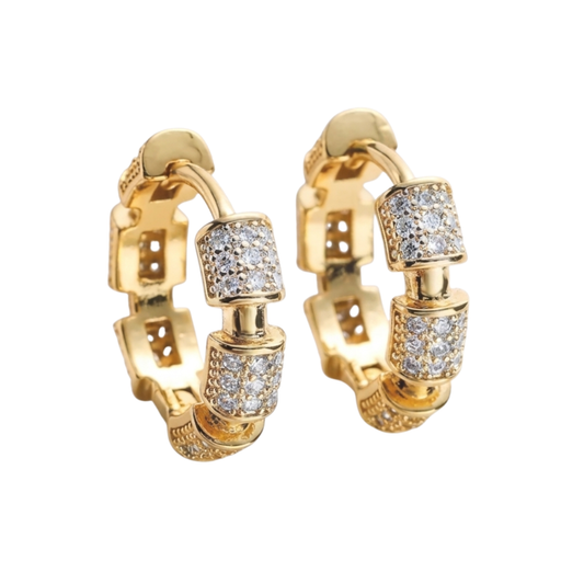 Crown Link Gold Plated Hoop Earrings