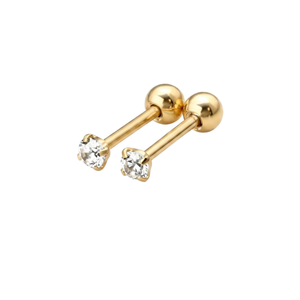 Sleek Inlay Single Brilliance Gold Plated Stud Earring