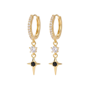 Midnight Bloom, Victorian Style Gold Plated Hoop Earring