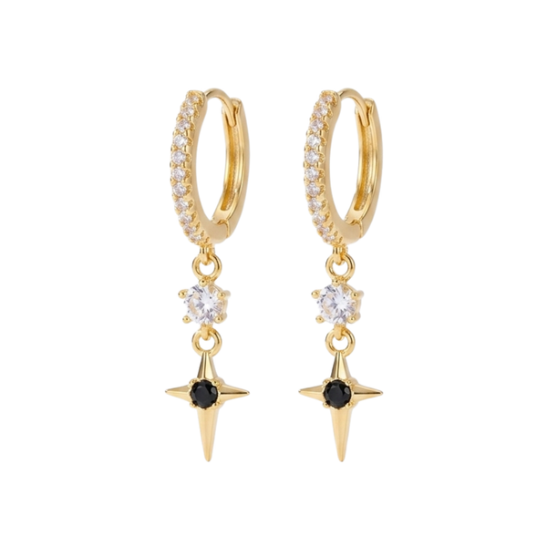 Midnight Bloom, Victorian Style Gold Plated Hoop Earring