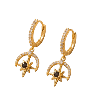 Queen's Whisper, Victorian Style Gold Plated Hoop Earrings