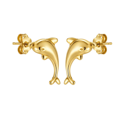Delphinids Gold Plated Stud Earring