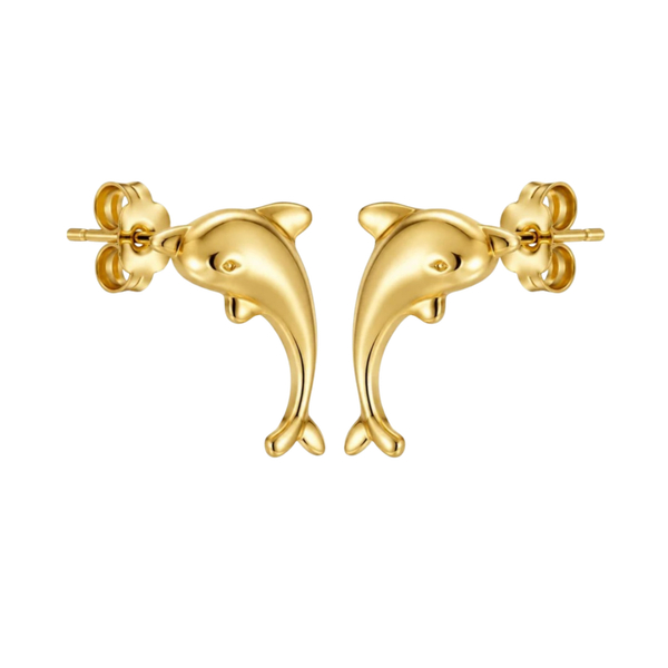Delphinids Gold Plated Stud Earring
