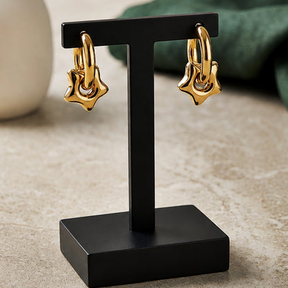 Star Frame Gold Plated Hoop Earrings