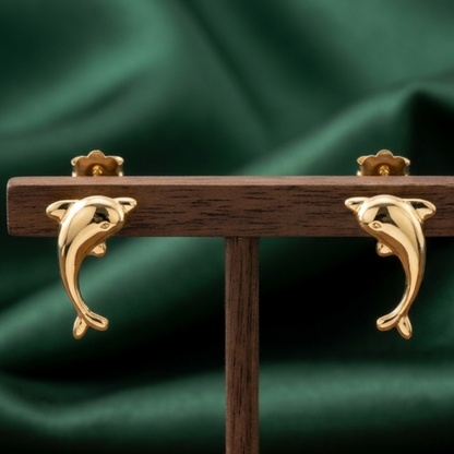 Delphinids Gold Plated Stud Earring