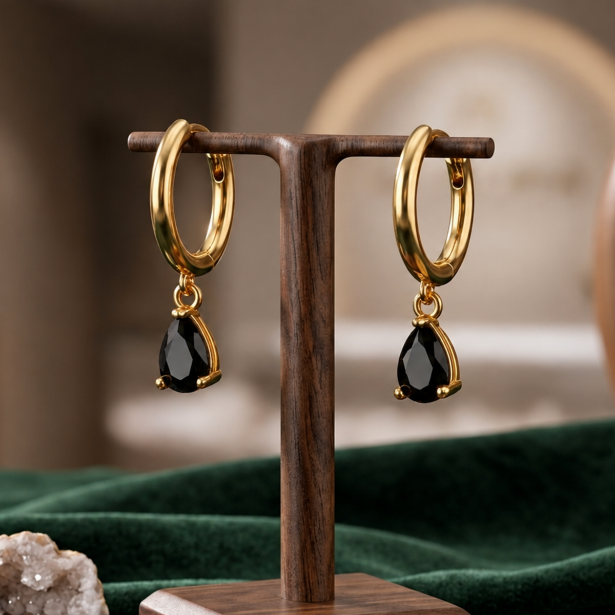 Duchess Drop, Victorian Style Gold Plated Hoop Earring