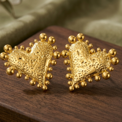 Glided Heard Gold Plated Stud Earring