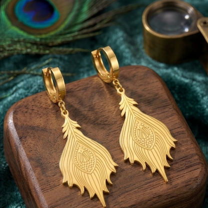 Fern Leaf Gold Plated Hoop Earrings