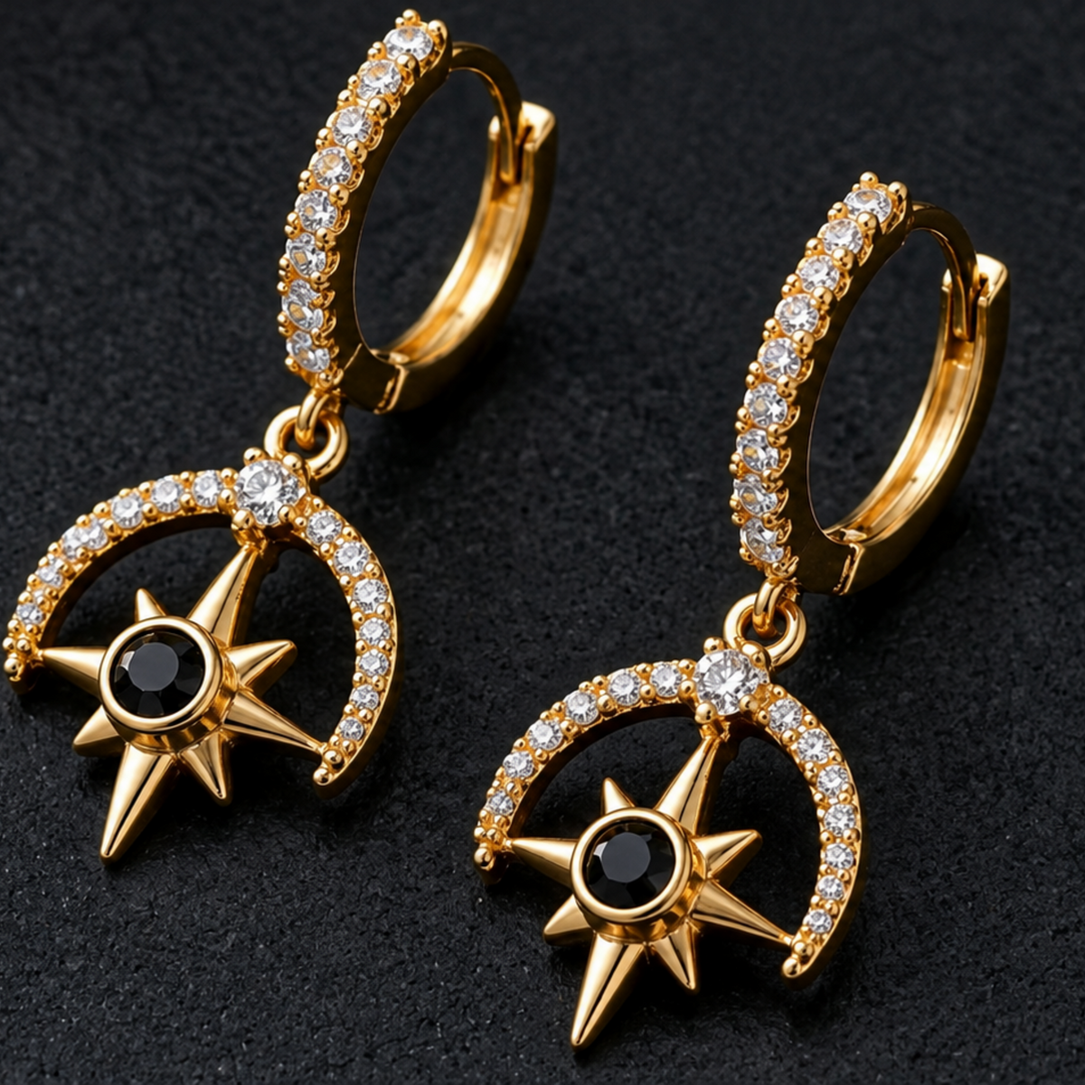 Queen's Whisper, Victorian Style Gold Plated Hoop Earrings
