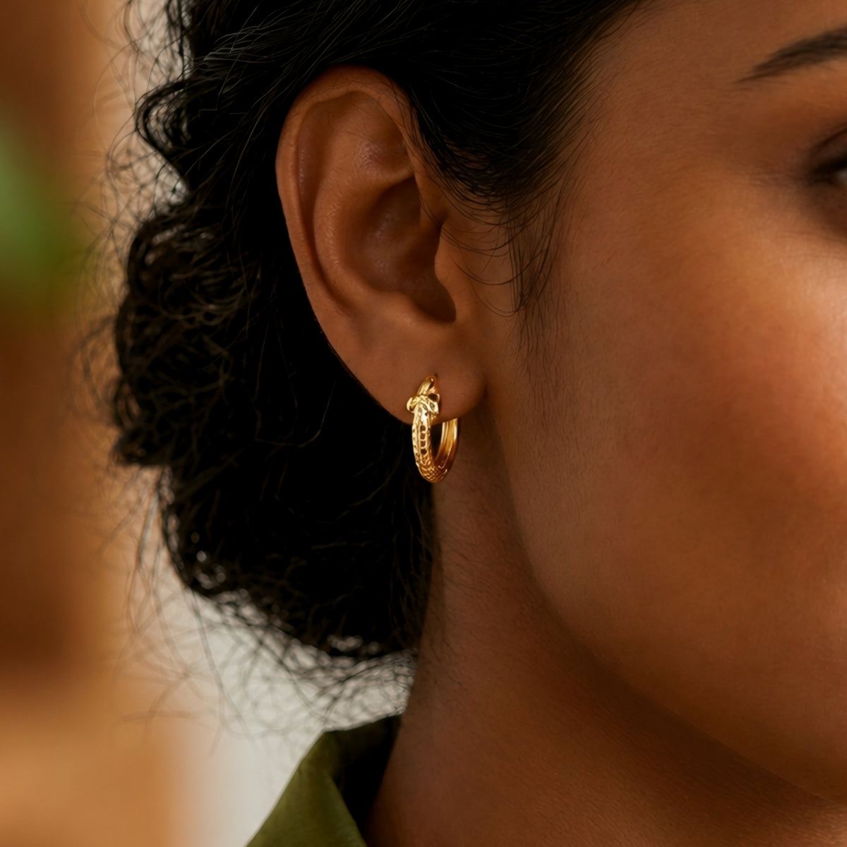 Wildcats Sleek Cat Gold Plated Hoop Earring