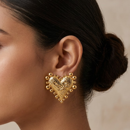 Glided Heard Gold Plated Stud Earring