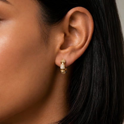Crown Link Gold Plated Hoop Earrings