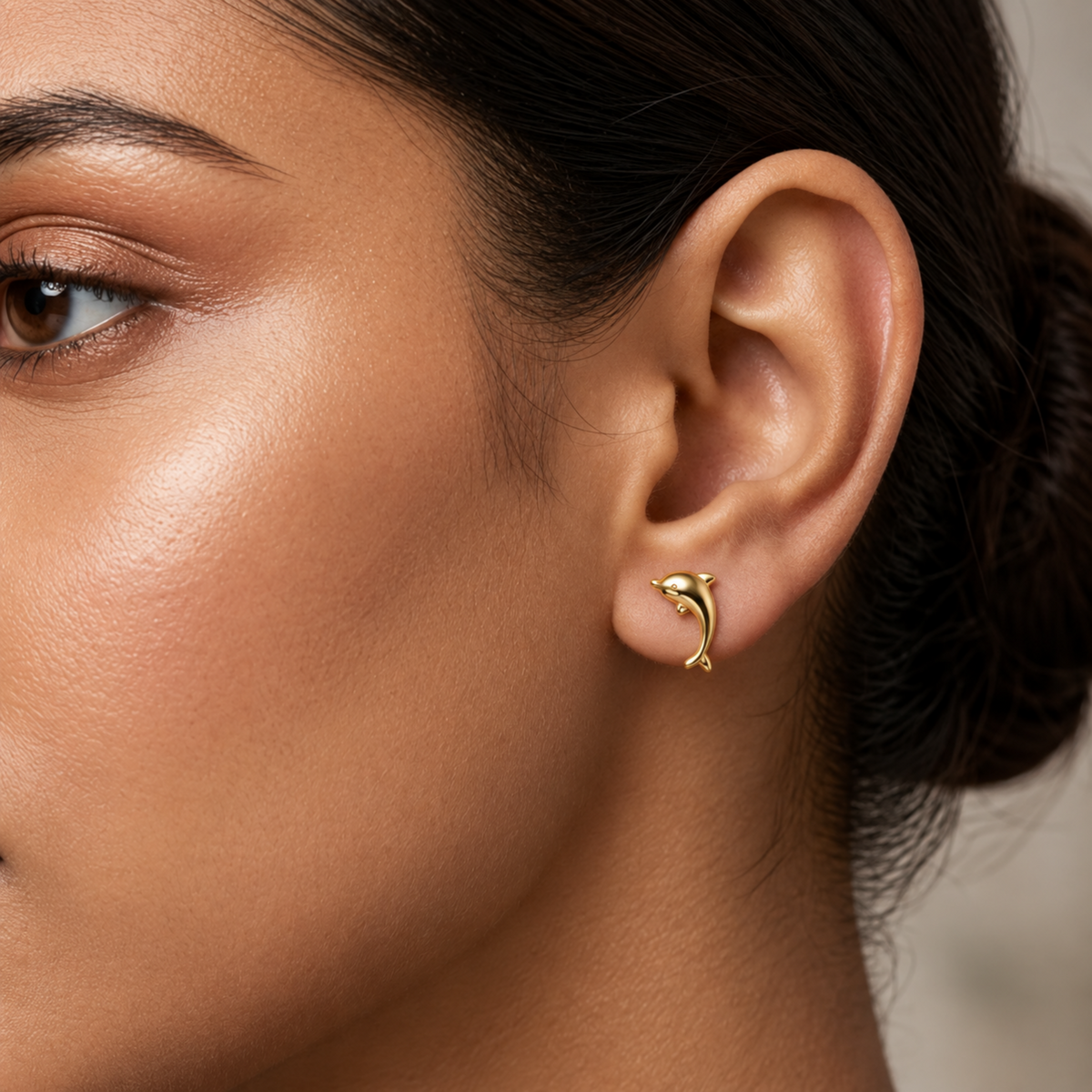 Delphinids Gold Plated Stud Earring