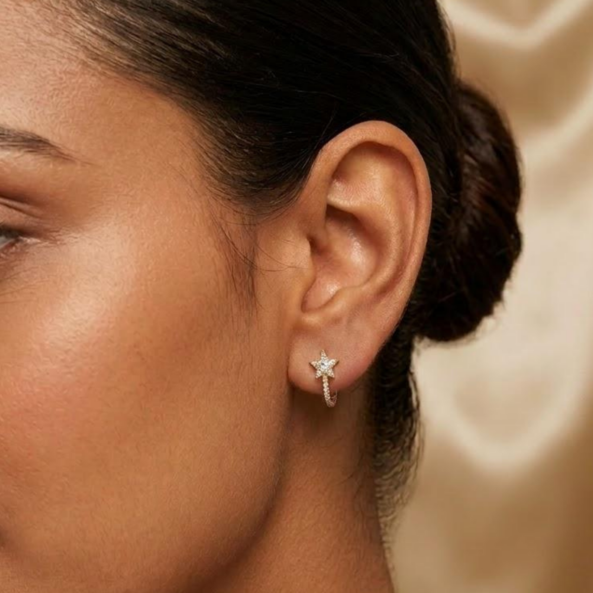 Cameo Charm, Victorian Style: Gold Plated Hoop Earring