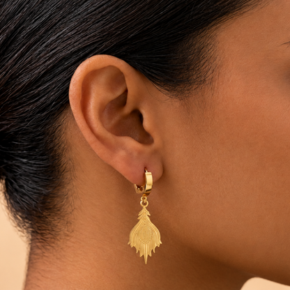 Fern Leaf Gold Plated Hoop Earrings