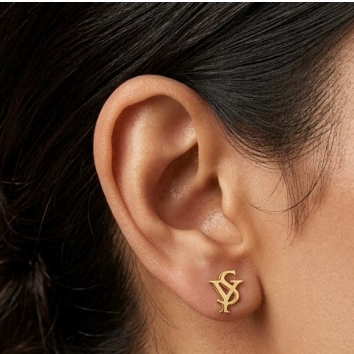 Linked Ys Gold Plated Stud Earring