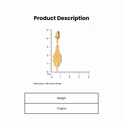 Fern Leaf Gold Plated Hoop Earrings