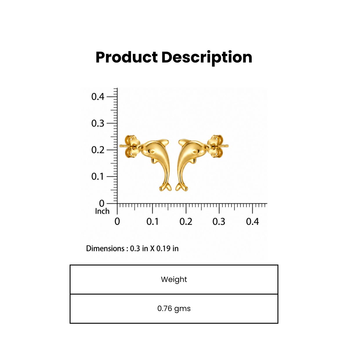 Delphinids Gold Plated Stud Earring
