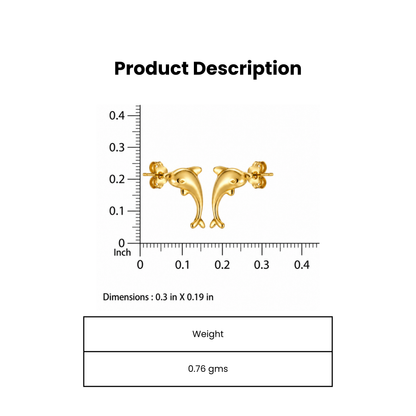 Delphinids Gold Plated Stud Earring