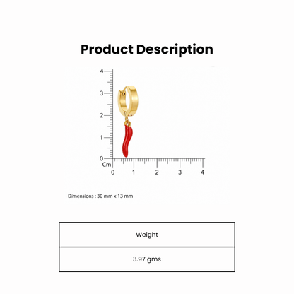 Red Pepper Charm Gold Plated Hoop Earrings