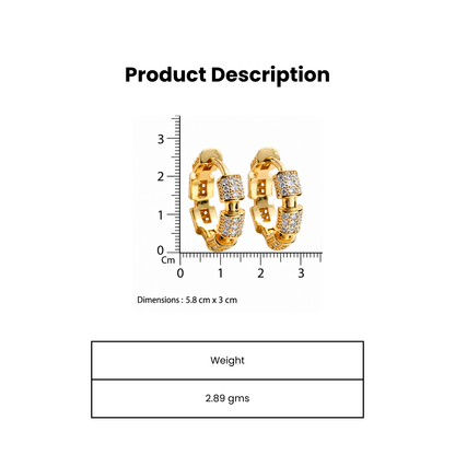 Crown Link Gold Plated Hoop Earrings