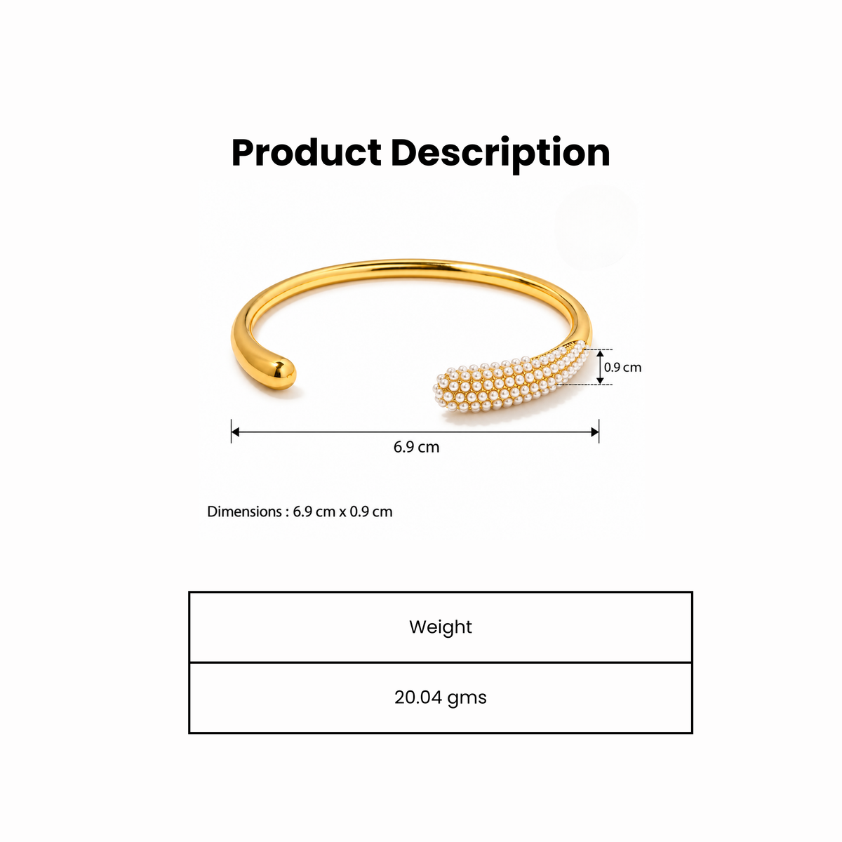 Dewdrop Grace Line Gold Plated Cuff Bracelet