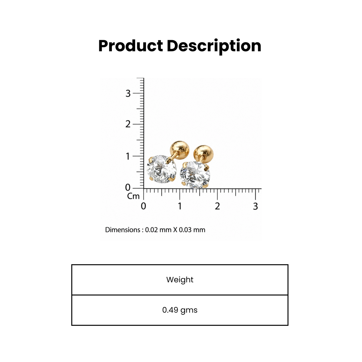 Sleek Inlay Lone Sparkle Gold Plated Stud Earring