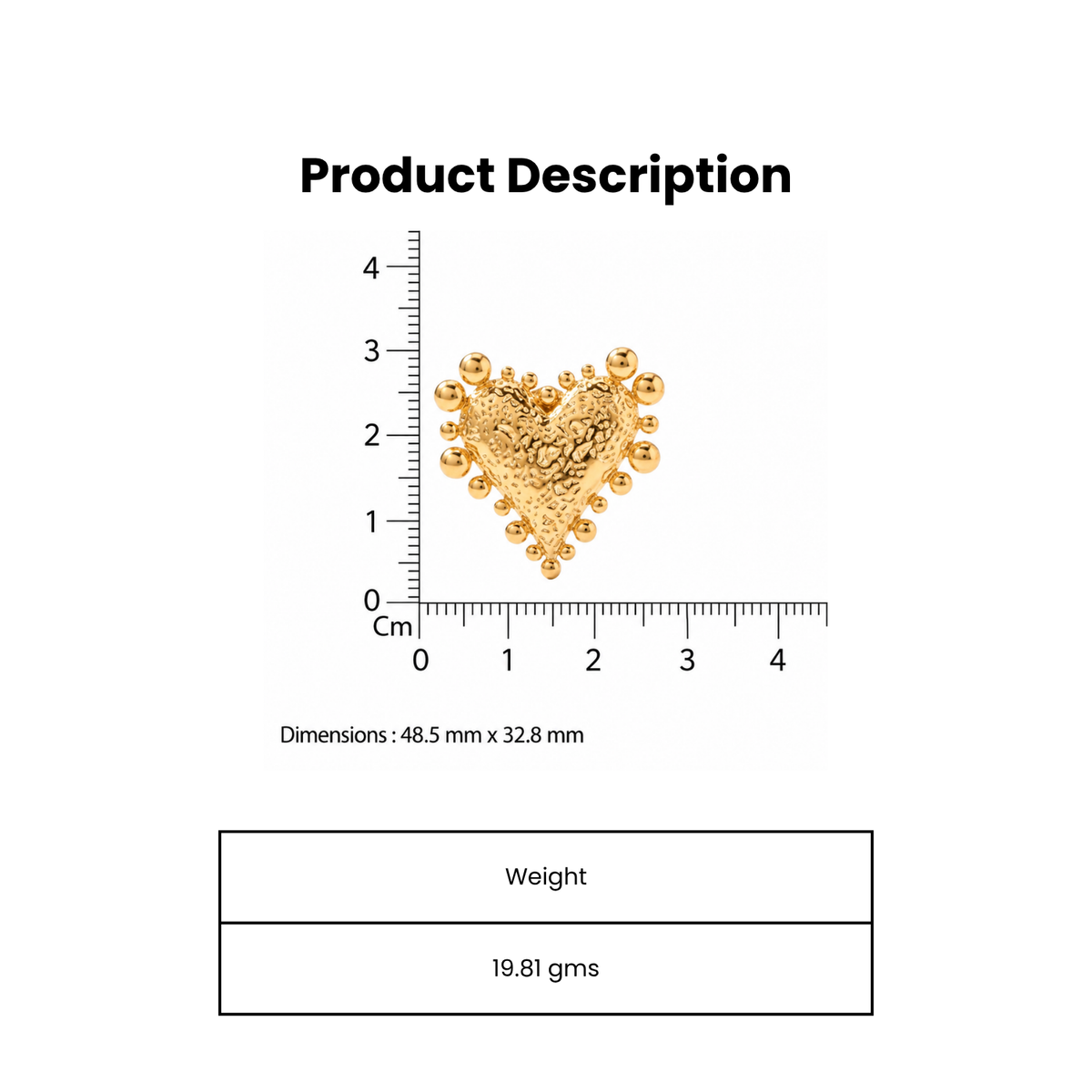 Glided Heard Gold Plated Stud Earring