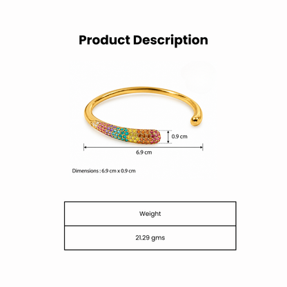 Grace Line Multicolor Gold Plated Cuff Bracelet
