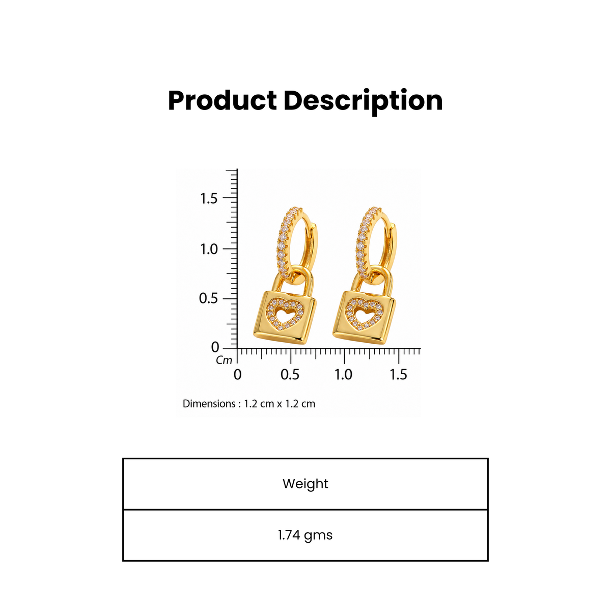 Chic Fusion Open Heart Gold Plated Hoop Earring