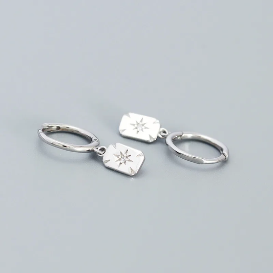 Diamond Dew Hoops: Silver
