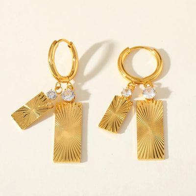 Double Bolt Hoops Gold Plated Drop Earring