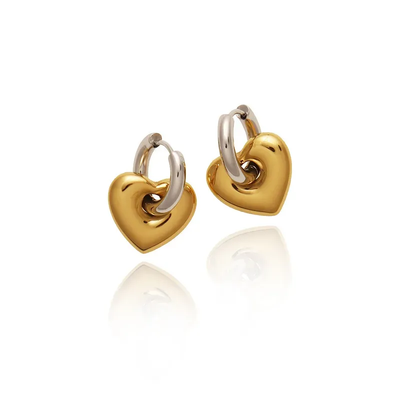 Duo Tone Love Gold Plated Hoop Earrings
