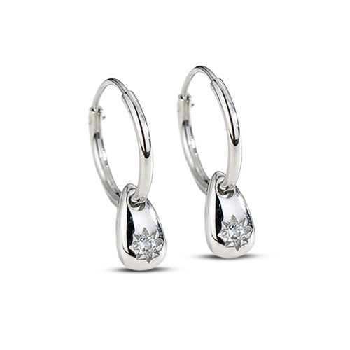 Icy Water Silver Hoop Earring